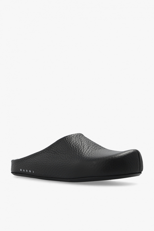 MARNI ベージュ/ブラック　サイズ27cm Black leather chunky clog sabot | Marni